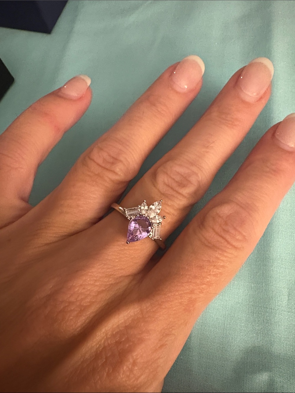 RBP2965 Main Stone: Lab Created  Amethyst Materials: Rhodium Plate Ring Sz 8